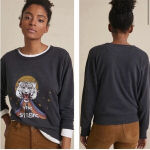 Anthropologie x‎ Sharlene Artsy “Stay Strong” Oversized Graphic Sweatshirt Sz S